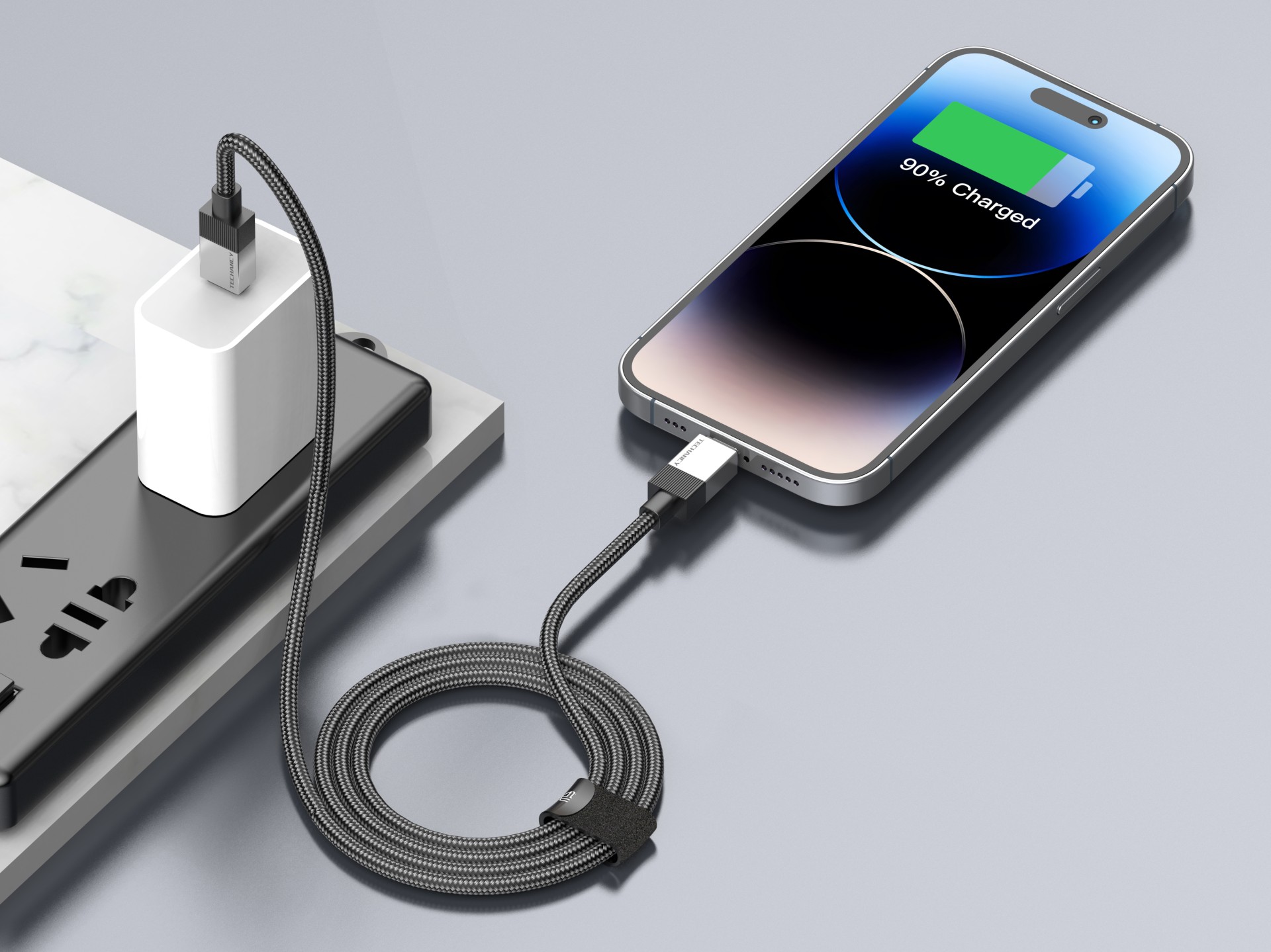 Techancy Cabo de dados PD TB1800, 27 W, 1 m preto, USB-C para Lightning, conector de liga de alumíni Techancy Cabo de dados PD TB1800, 27 W, 1 m preto, USB-C para Lightning, conector de liga de alumíni