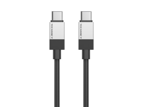 Techancy Cavo dati PD TB1800, 60 W, 1 m nero, USB-C a USB-C, connettore in lega di alluminio, design