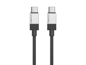 Techancy PD Data Cable TB1800, 60W, 1m black, USB-C to USB-C, aluminum alloy connector, braided desi
