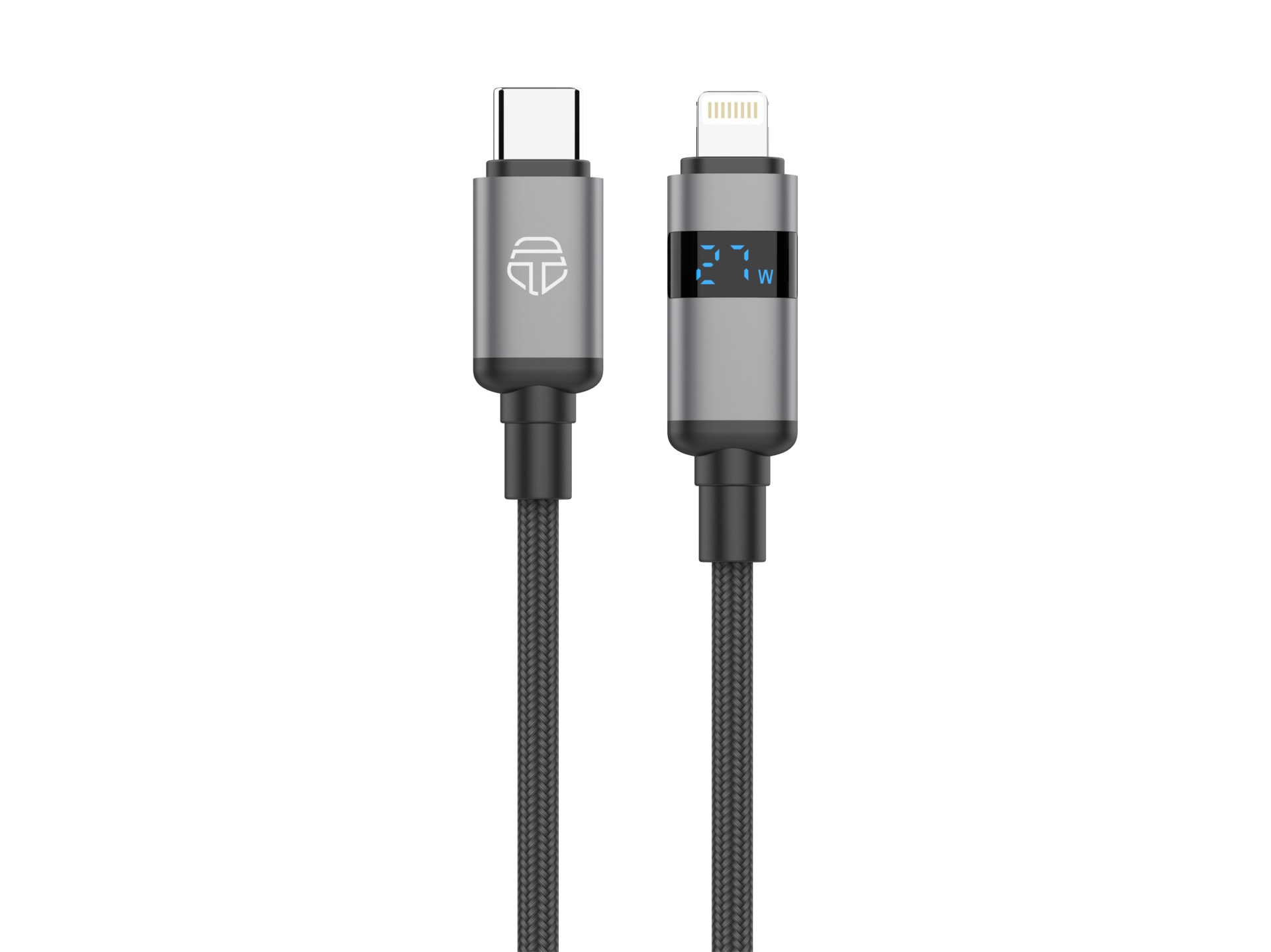 Techancy USB-C to Lightning Cable TB1801, 27W, 1.5m black, LED power display, aluminum connector, br Techancy USB-C to Lightning Cable TB1801, 27W, 1.5m black, LED power display, aluminum connector, br