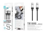 Techancy Cavo dati PD TB1800, 60 W, 1 m nero, USB-C a USB-C, connettore in lega di alluminio, design