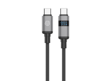 Techancy USB-C to USB-C Cable TB1801, 100W, 1.5m black, LED power display, aluminum connector, braid
