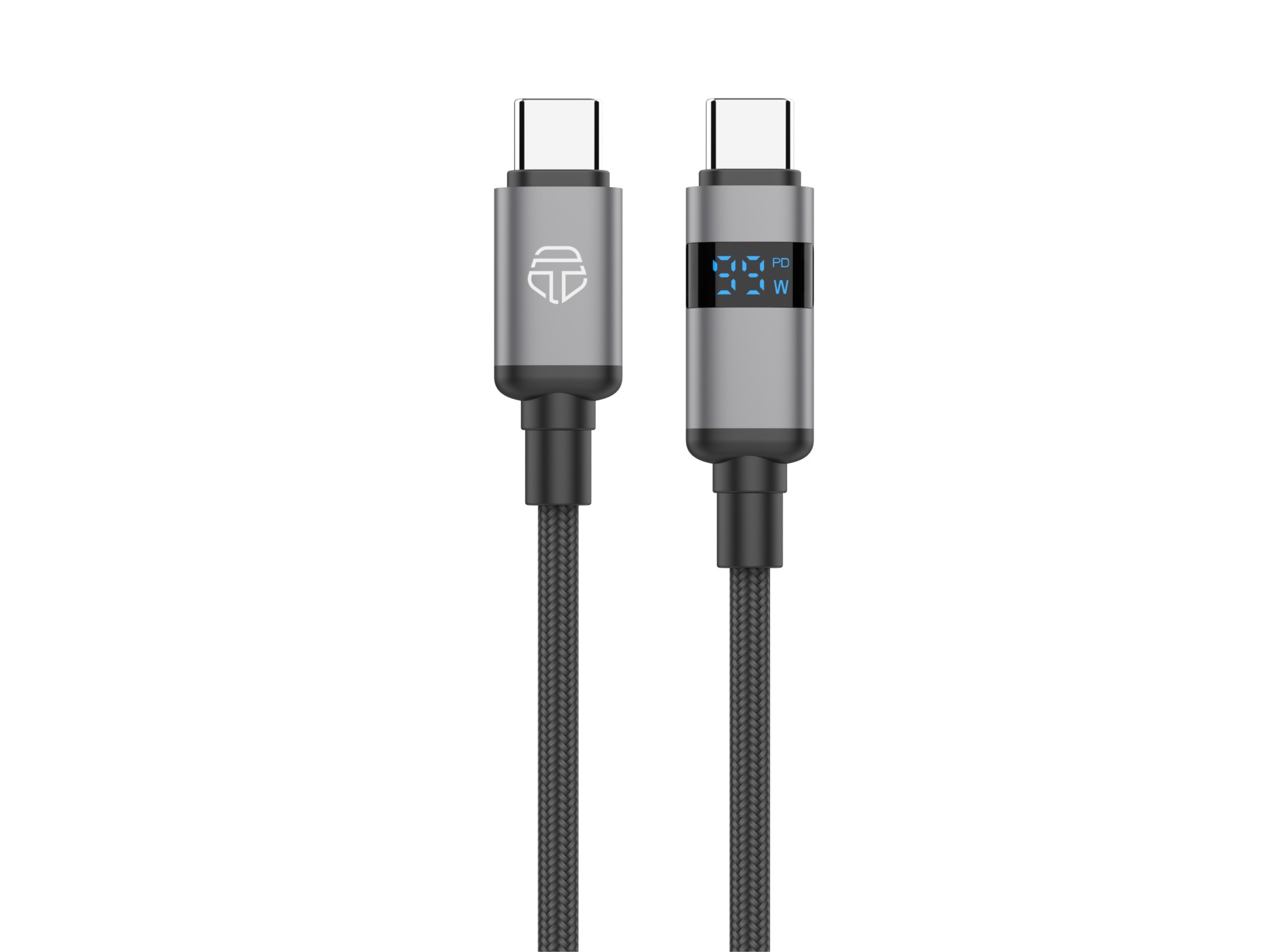 Techancy USB-C to USB-C Cable TB1801, 100W, 1.5m black, LED power display, aluminum connector, braid Techancy USB-C to USB-C Cable TB1801, 100W, 1.5m black, LED power display, aluminum connector, braid