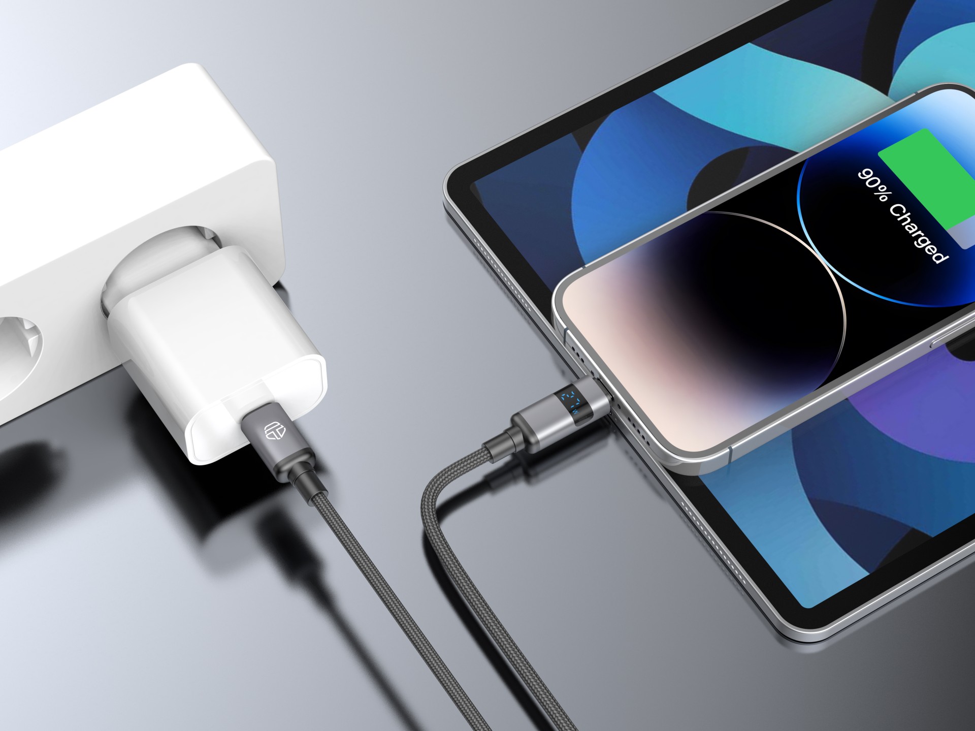 Techancy USB-C to Lightning Cable TB1801, 27W, 1.5m black, LED power display, aluminum connector, br Techancy USB-C to Lightning Cable TB1801, 27W, 1.5m black, LED power display, aluminum connector, br