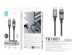 Techancy Cavo USB-C a USB-C TB1801, 100 W, 1,5 m nero, indicatore LED di alimentazione, connettore i