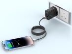 Techancy Cavo USB-C a Lightning TB1802, 27 W, 1 m nero, connettore in alluminio, design antiscivolo,
