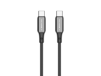 Techancy USB-C to USB-C Cable TB1802, 60W, 1m black, aluminum connector, anti-slip design, fast tran