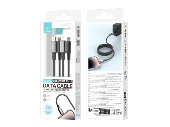 Techancy USB-C-zu-Lightning-Kabel TB1802, 27 W, 1 m schwarz, Aluminiumstecker, rutschfestes Design, 