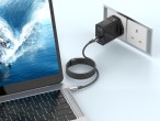 Techancy USB-C to USB-C Cable TB1802, 60W, 1m black, aluminum connector, anti-slip design, fast tran