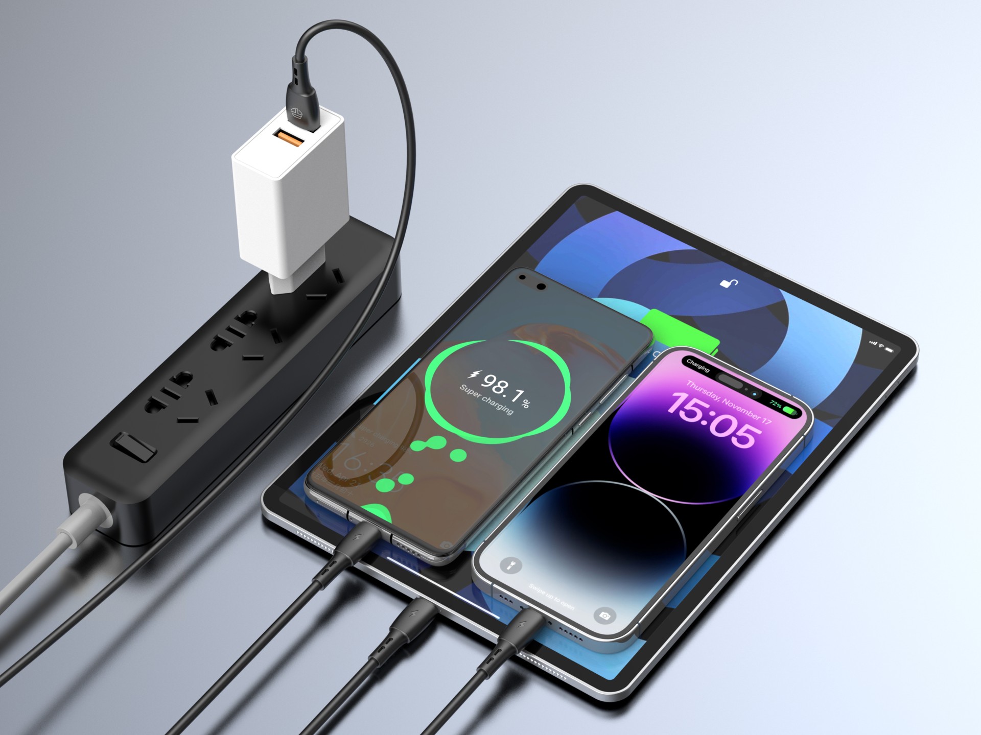 Techancy Cable de datos 3 en 1 TB1742, 2,4 A, 1 m negro, USB-C/Micro/Lightning, compatible con vario Techancy Cable de datos 3 en 1 TB1742, 2,4 A, 1 m negro, USB-C/Micro/Lightning, compatible con vario