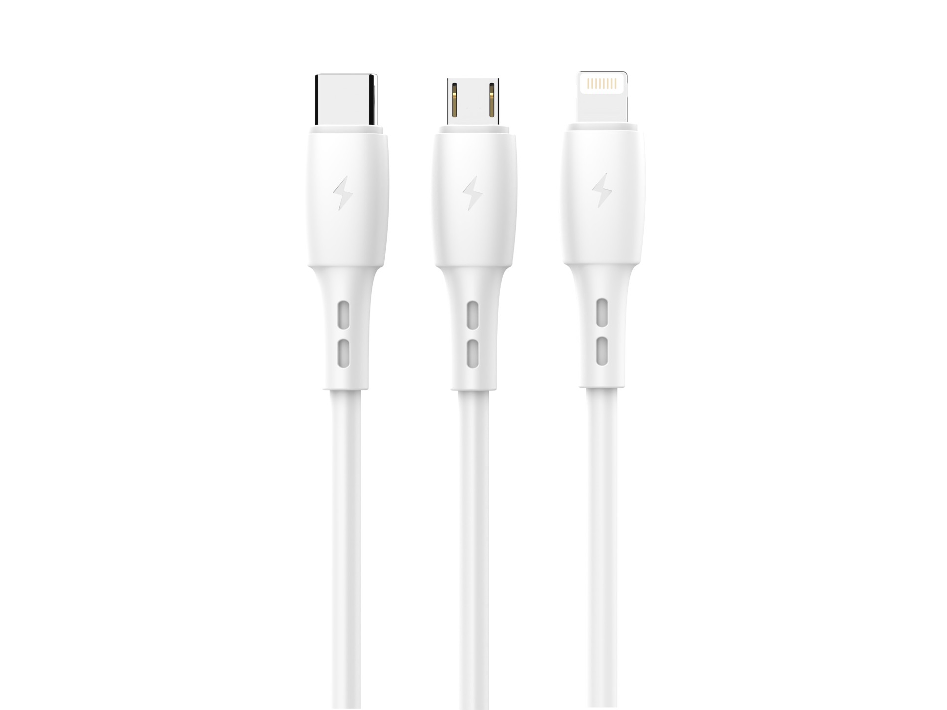 Techancy Cabo de dados 3 em 1 TB1742, 2,4 A, 1 m branco, USB-C/Micro/Lightning, compatível com vário Techancy Cabo de dados 3 em 1 TB1742, 2,4 A, 1 m branco, USB-C/Micro/Lightning, compatível com vário