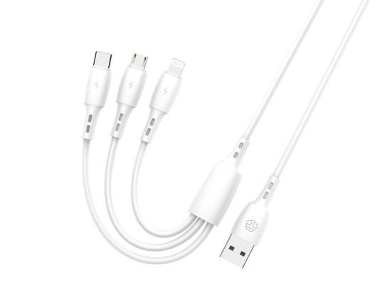Techancy Cabo de dados 3 em 1 TB1742, 2,4 A, 1 m branco, USB-C/Micro/Lightning, compatível com vário Techancy Cabo de dados 3 em 1 TB1742, 2,4 A, 1 m branco, USB-C/Micro/Lightning, compatível com vário