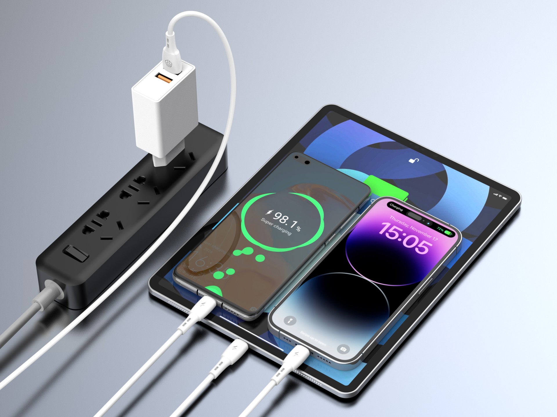 Techancy Cabo de dados 3 em 1 TB1742, 2,4 A, 1 m branco, USB-C/Micro/Lightning, compatível com vário Techancy Cabo de dados 3 em 1 TB1742, 2,4 A, 1 m branco, USB-C/Micro/Lightning, compatível com vário