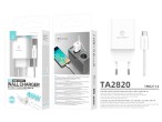 Techancy Caricatore USB-A+USB-C TA2820, 45 W PD, con cavo USB-C a USB-C da 1 m, compatibile con pi 