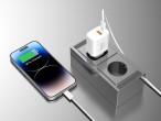 Techancy Caricatore USB-A+USB-C TA2820, 45 W PD, con cavo USB-C a Lightning da 1 m, compatibile con 