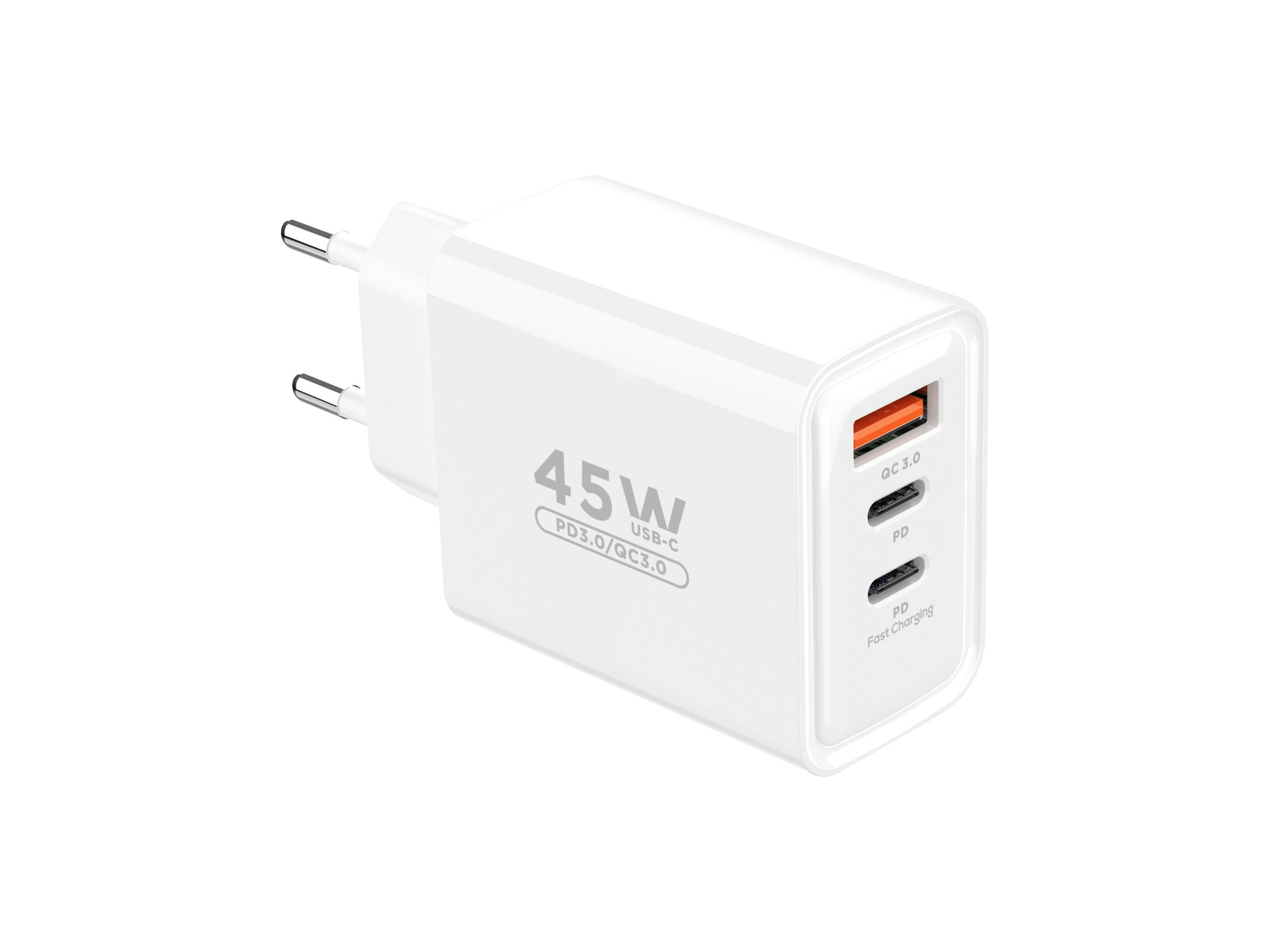 Techancy Multi-Port Charger USB-A+USB-C+USB-C TA2821, 45W PD, portable design, compatible with multi Techancy Multi-Port Charger USB-A+USB-C+USB-C TA2821, 45W PD, portable design, compatible with multi