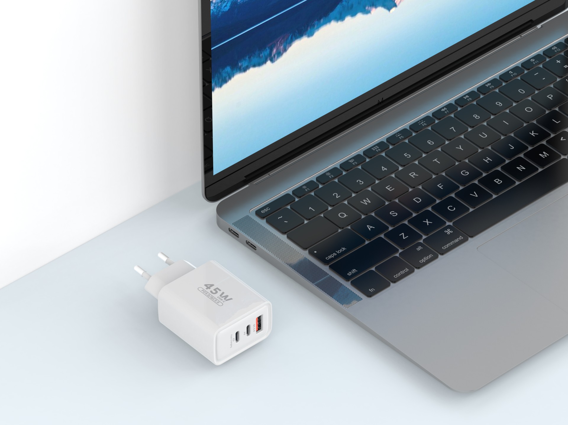 Techancy Multi-Port Charger USB-A+USB-C+USB-C TA2821, 45W PD, portable design, compatible with multi Techancy Multi-Port Charger USB-A+USB-C+USB-C TA2821, 45W PD, portable design, compatible with multi
