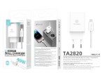 Techancy Caricatore USB-A+USB-C TA2820, 45 W PD, con cavo USB-C a Lightning da 1 m, compatibile con 