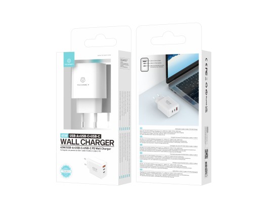 Techancy Multi-Port Charger USB-A+USB-C+USB-C TA2821, 45W PD, portable design, compatible with multi Techancy Multi-Port Charger USB-A+USB-C+USB-C TA2821, 45W PD, portable design, compatible with multi
