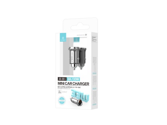 Techancy Mini carregador TC6425, 33 W, USB-A+USB-C, liga de alumínio, compatível com automóveis, des Techancy Mini carregador TC6425, 33 W, USB-A+USB-C, liga de alumínio, compatível com automóveis, des