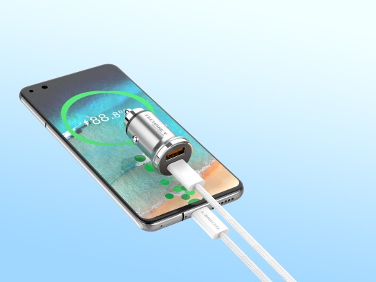 Techancy Mini carregador TC6426, 33 W, USB-A+USB-C, com cabo USB-C para USB-C de 1 m, liga de alumín Techancy Mini carregador TC6426, 33 W, USB-A+USB-C, com cabo USB-C para USB-C de 1 m, liga de alumín
