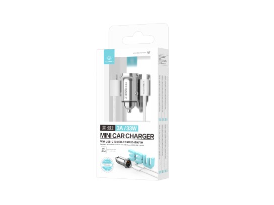 Techancy Mini carregador TC6426, 33 W, USB-A+USB-C, com cabo USB-C para USB-C de 1 m, liga de alumín Techancy Mini carregador TC6426, 33 W, USB-A+USB-C, com cabo USB-C para USB-C de 1 m, liga de alumín