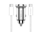 Techancy Mini carregador TC6426, 33 W, USB-A+USB-C, com cabo USB-C para USB-C de 1 m, liga de alumn