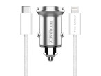 Techancy Mini carregador TC6426, 33 W, USB-A+USB-C, com cabo USB-C para Lightning de 1 m, liga de al