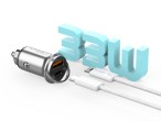 Techancy Mini carregador TC6426, 33 W, USB-A+USB-C, com cabo USB-C para Lightning de 1 m, liga de al
