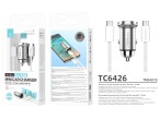 Techancy Mini carregador TC6426, 33 W, USB-A+USB-C, com cabo USB-C para USB-C de 1 m, liga de alumn
