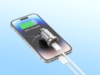 Techancy Mini carregador TC6426, 33 W, USB-A+USB-C, com cabo USB-C para Lightning de 1 m, liga de al