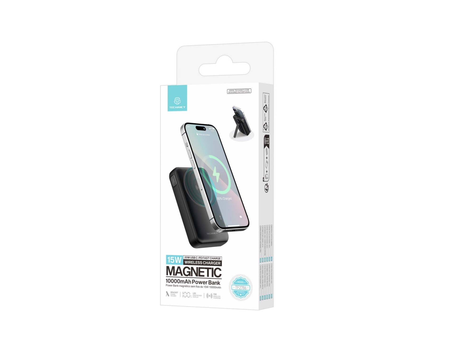 Techancy Power Bank Magnetico TF2786 10000mAh Carregamento Rapido Sem Fios 15W PD 20W Compativel com Techancy Power Bank Magnetico TF2786 10000mAh Carregamento Rapido Sem Fios 15W PD 20W Compativel com