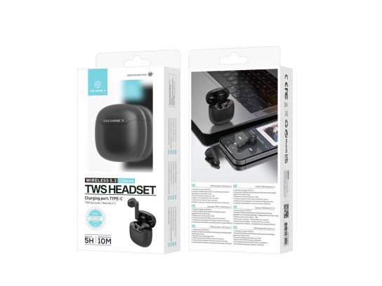 Techancy TWS Earbuds KP2709, kabelloses 5.3 Bluetooth, Typ-C-Ladeanschluss, 10 m Reichweite, 5 h Mus Techancy TWS Earbuds KP2709, kabelloses 5.3 Bluetooth, Typ-C-Ladeanschluss, 10 m Reichweite, 5 h Mus