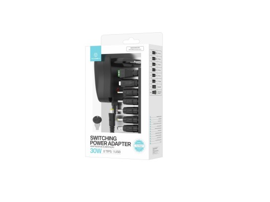 Techancy Verstellbarer Netzadapter TL7342, 30 W, variable Spannung DC 3-12 V, 8 Spitzen, 1 USB, Kurz