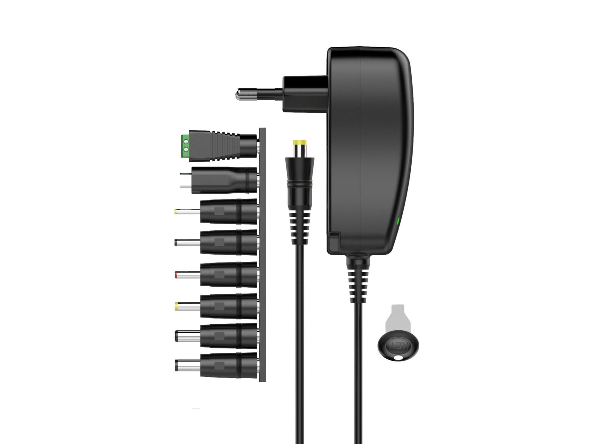 Techancy Verstellbarer Netzadapter TL7342, 30 W, variable Spannung DC 3-12 V, 8 Spitzen, 1 USB, Kurz