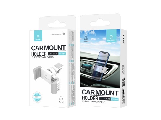 Techancy Car Mobile Phone Holder TI2282 Rotating Stable Compatible with 4.7 to 6.4 Inches White