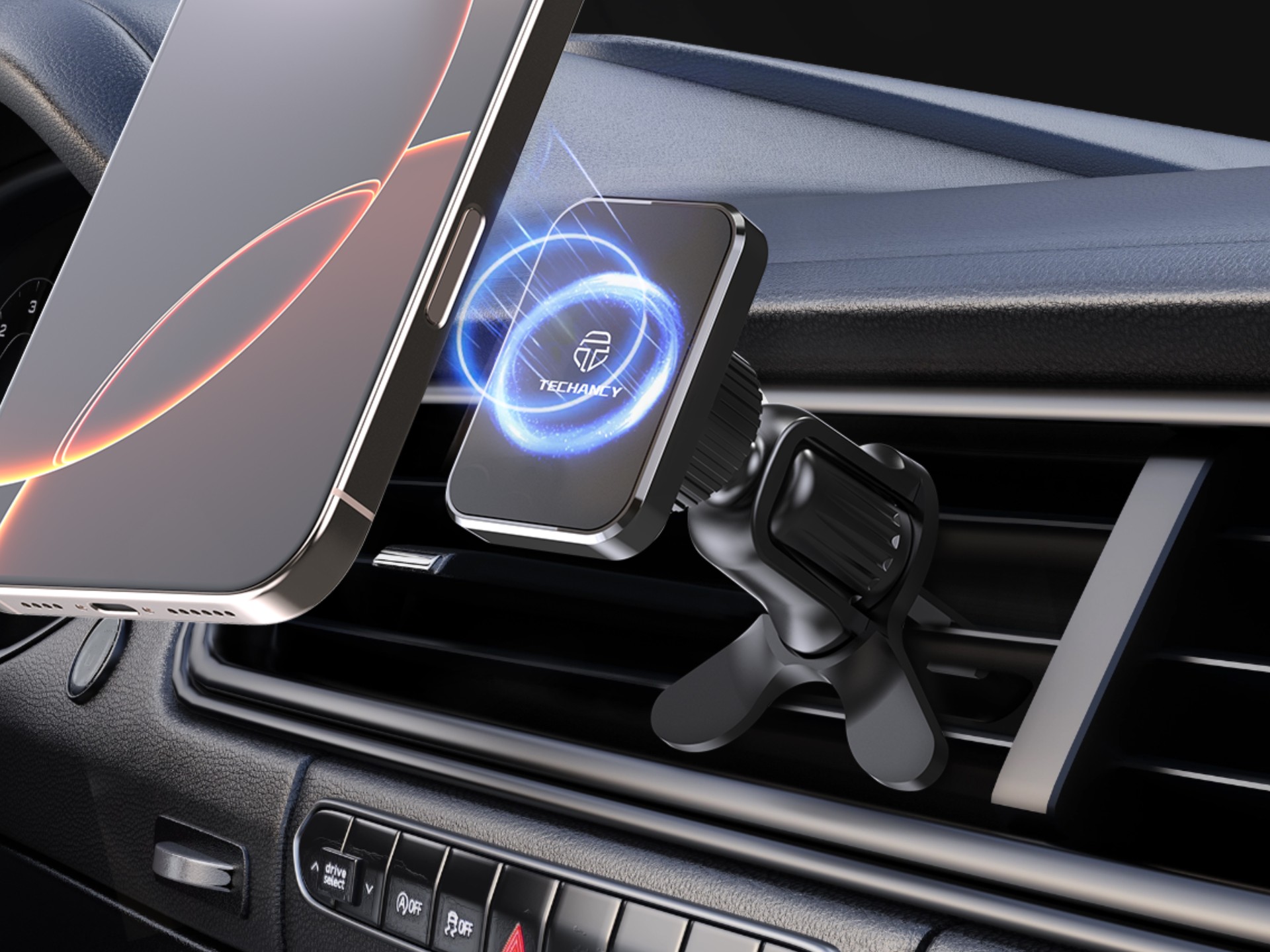 Techancy Supporto magnetico per auto TI2339 Supporto a griglia robusto e stabile a 360 gradi per tel