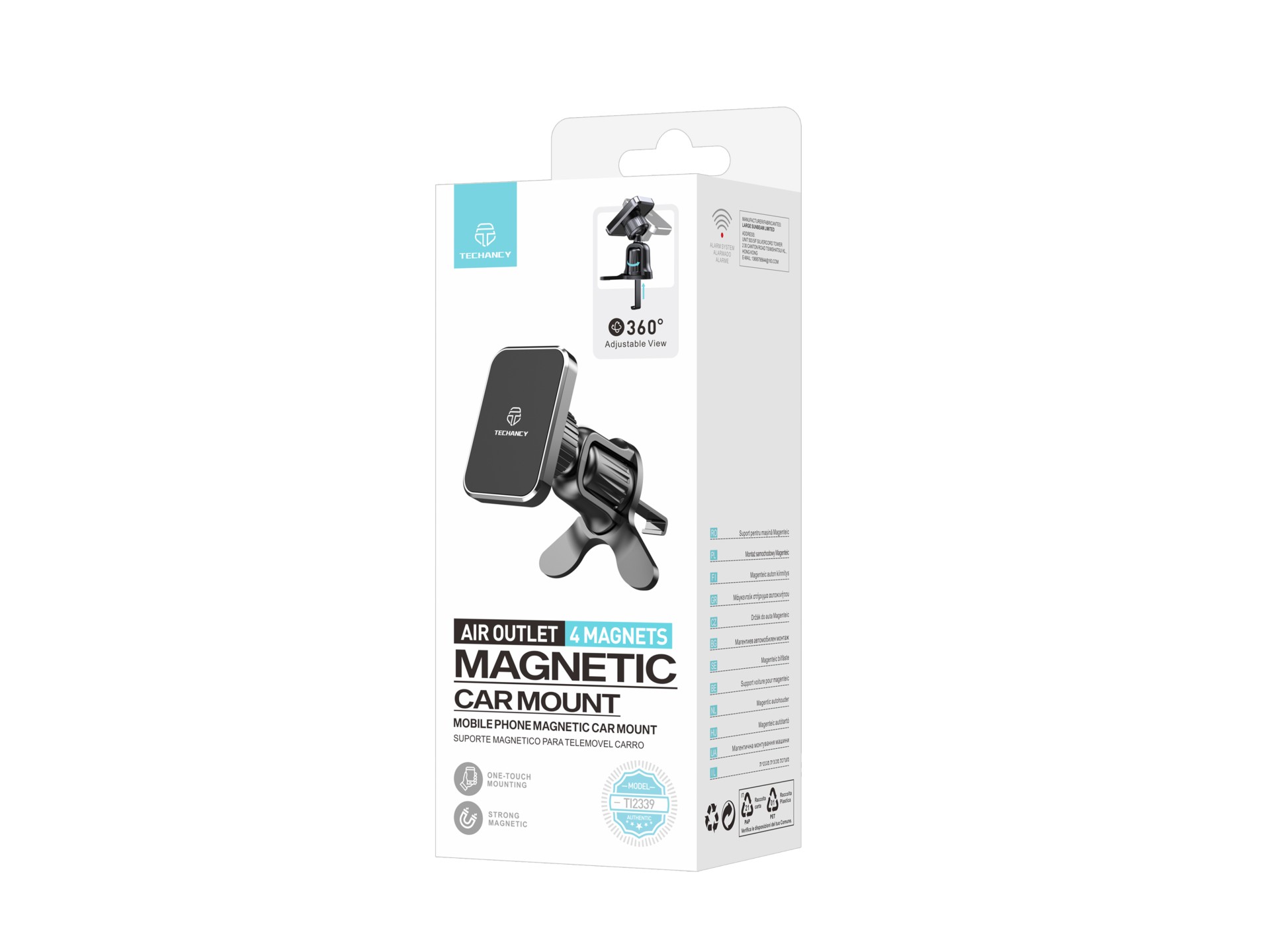 Techancy Supporto magnetico per auto TI2339 Supporto a griglia robusto e stabile a 360 gradi per tel