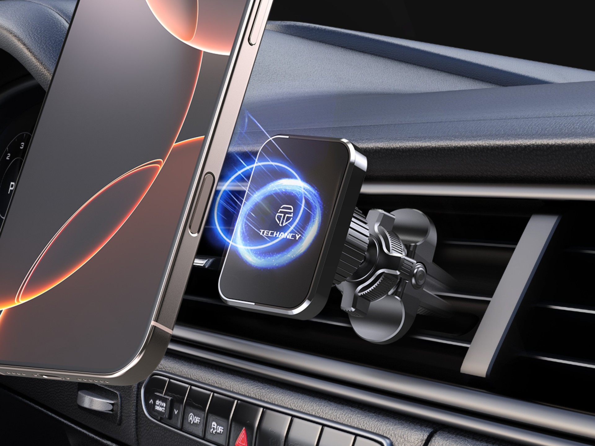 Techancy Magnetic Car Holder TI2339 360-degree grille mount, 4 strong, stable, non-slip magnets Blac Techancy Magnetic Car Holder TI2339 360-degree grille mount, 4 strong, stable, non-slip magnets Blac