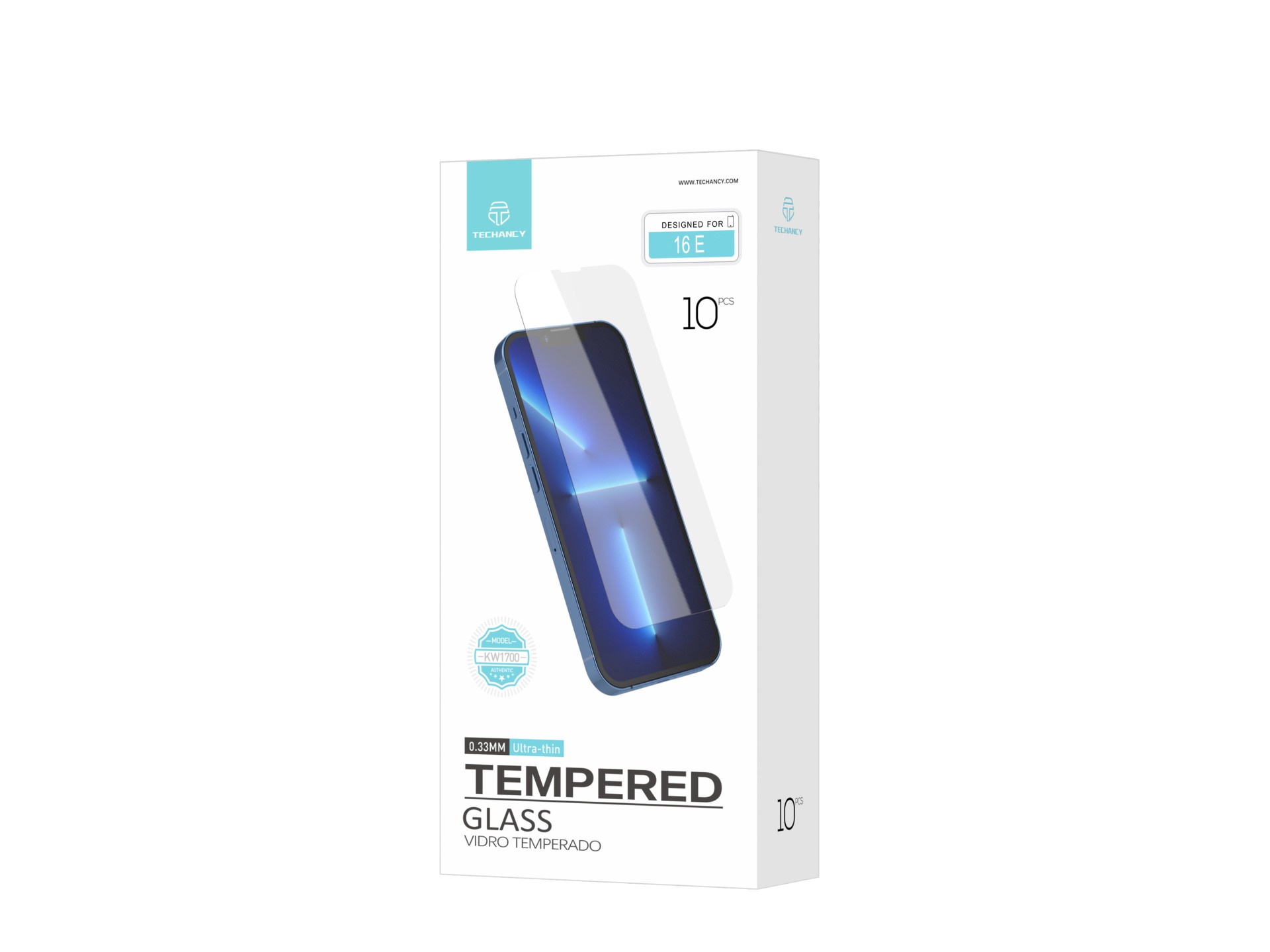 Techancy Glass Film for iPhone 16 and KW1700 0.33mm Ultra Thin 9H Anti-Fingerprint Transparent Prote