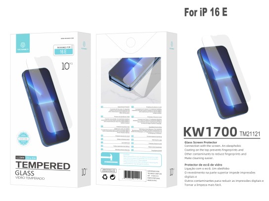 Techancy Glass Film for iPhone 16 and KW1700 0.33mm Ultra Thin 9H Anti-Fingerprint Transparent Prote