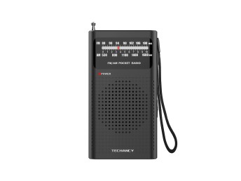 Radio FM AM portable Techancy MJ2924 avec rglage manuel, prise casque 3,5 mm, piles AA (2) non incl