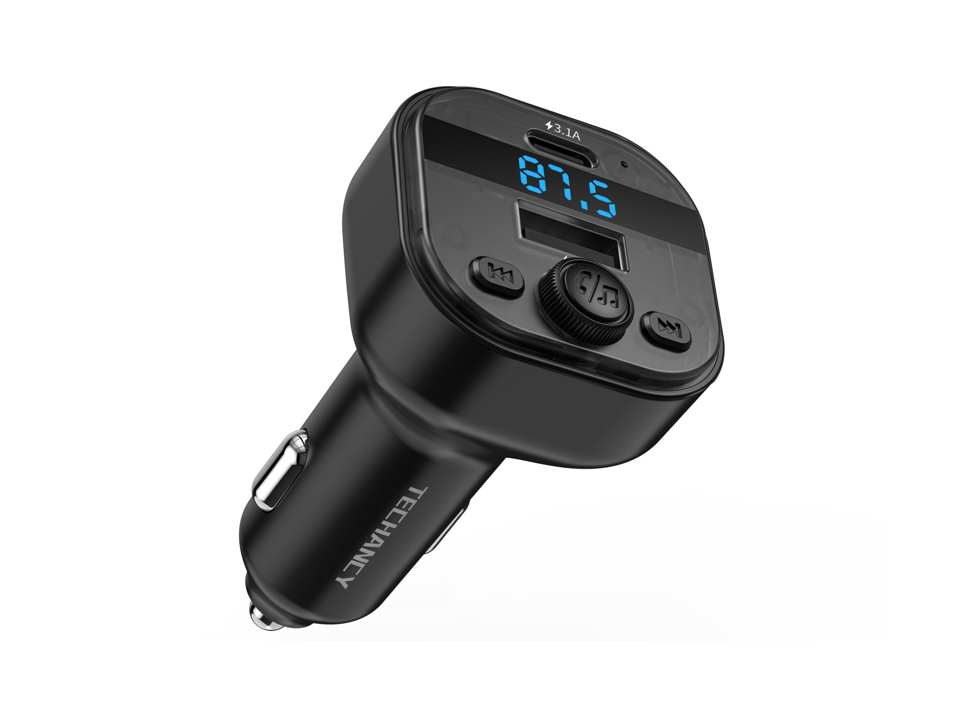 Techancy Leitor MP3 para Carro TE0873, Dupla Porta USB 3.1A, FM, U Disk, TF Card, Compativel 12V-24V Techancy Leitor MP3 para Carro TE0873, Dupla Porta USB 3.1A, FM, U Disk, TF Card, Compativel 12V-24V