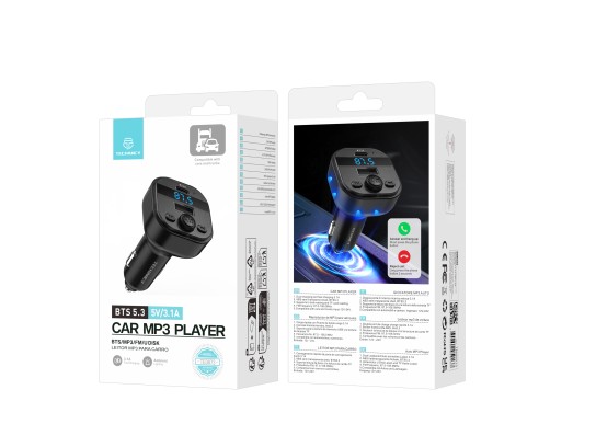 Techancy Leitor MP3 para Carro TE0873, Dupla Porta USB 3.1A, FM, U Disk, TF Card, Compativel 12V-24V Techancy Leitor MP3 para Carro TE0873, Dupla Porta USB 3.1A, FM, U Disk, TF Card, Compativel 12V-24V