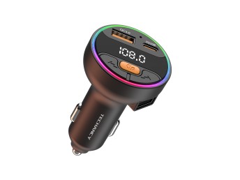 Techancy Leitor MP3 Carro TE0874, PD30W+QC3.0, luz 7 cores, FM 87.5-108MHz, U Disk, Compativel 12-24