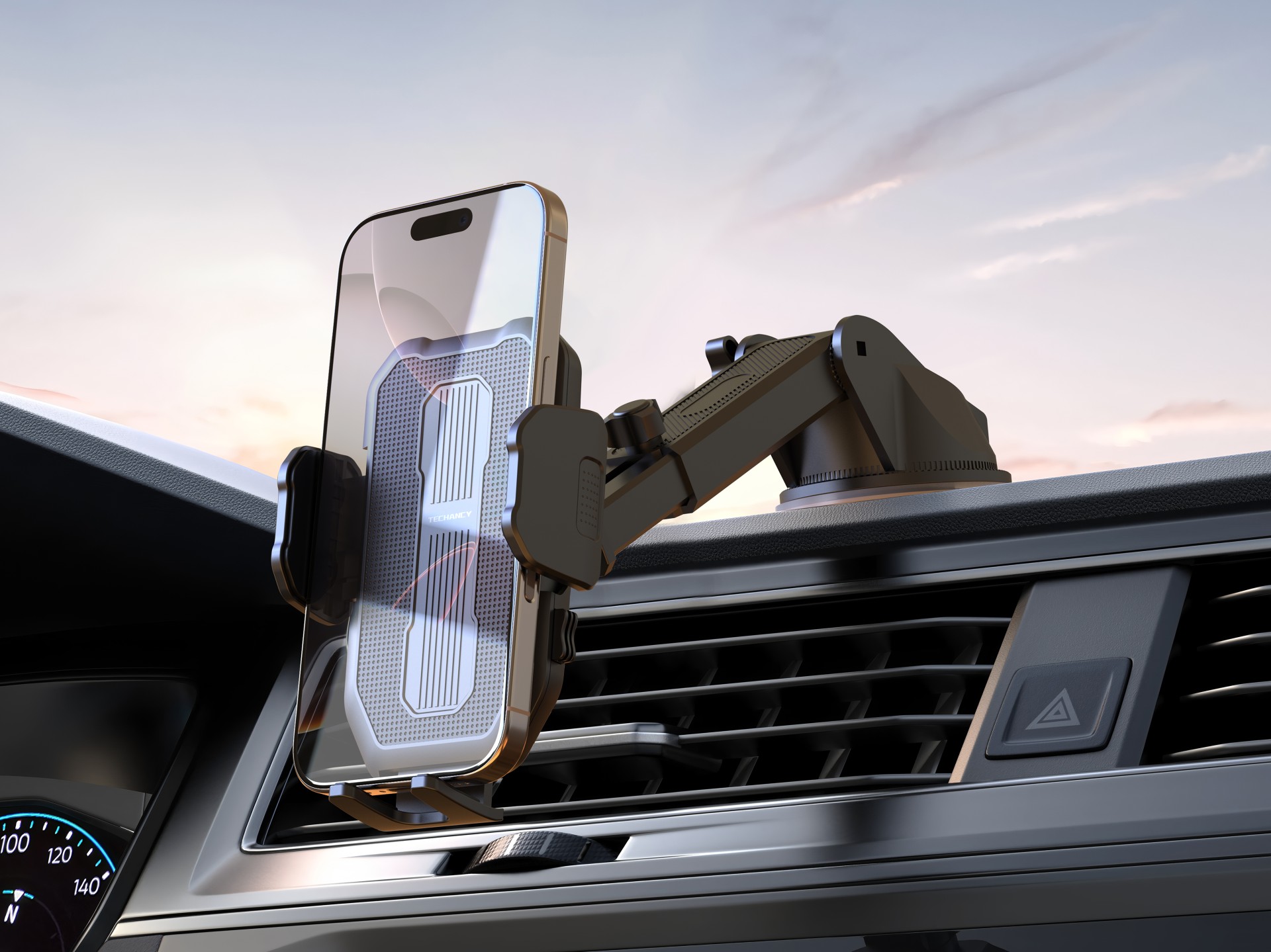 Supporto per cellulare da auto Techancy TI2340 Base a ventosa Compatibile con dispositivi da 4,5-7,2 Supporto per cellulare da auto Techancy TI2340 Base a ventosa Compatibile con dispositivi da 4,5-7,2