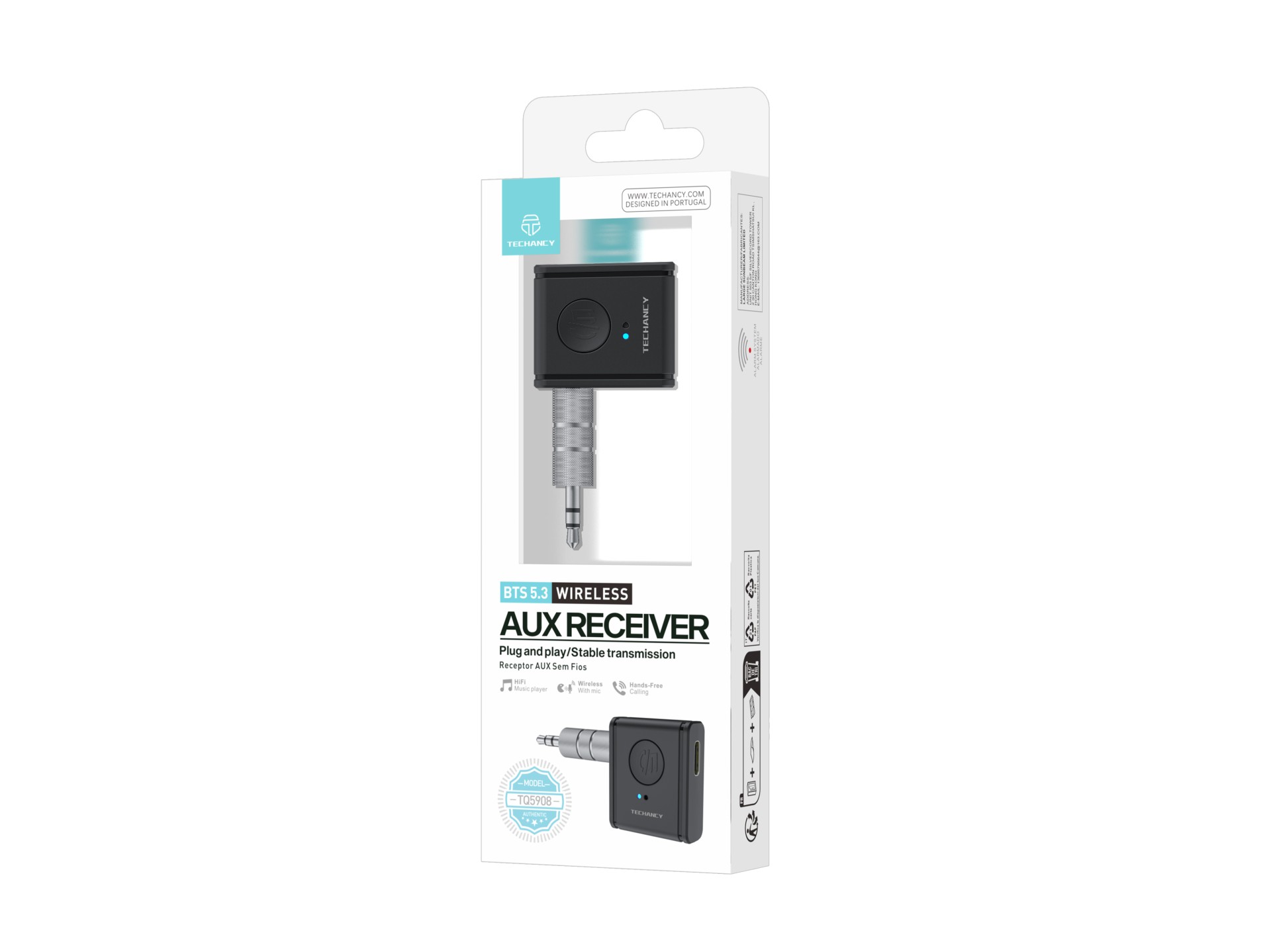 Techancy Wireless AUX Receiver TQ5908 Bluetooth 5.3, Car Audio, Home Sound, Headphones, Compact and Techancy Wireless AUX Receiver TQ5908 Bluetooth 5.3, Car Audio, Home Sound, Headphones, Compact and