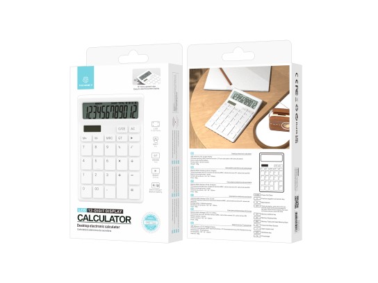 Techancy Calculadora de Mesa MK1166 12 Dígitos Dupla Energia Função GT/MU ABS TM25001 Branco Techancy Calculadora de Mesa MK1166 12 Dígitos Dupla Energia Função GT/MU ABS TM25001 Branco
