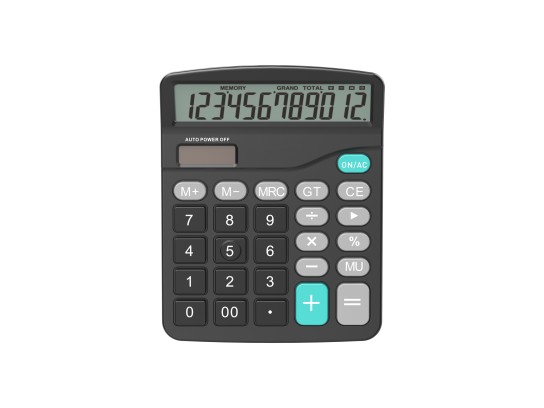 Techancy MK1167 12-stelliger Desktop-Taschenrechner mit GT/MU-Funktion und ABS-Gehuse TM25002 Schwa