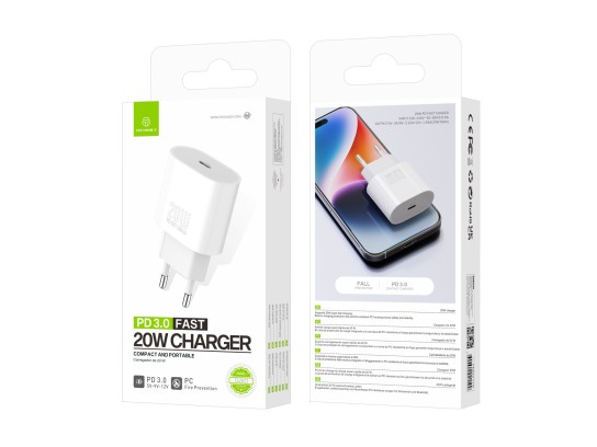 Techancy Charger TA2823 PD3.0 20W USB-C Fast Charging Adapter Compatible with iPhone, Samsung, Huawe
